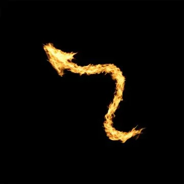 One arrow of fire on black background Stock Photos