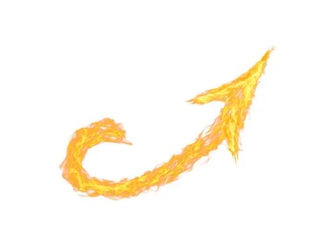 One arrow of fire isolated on white Stock Photos