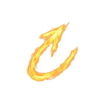 One arrow of fire isolated on white Stock Photos
