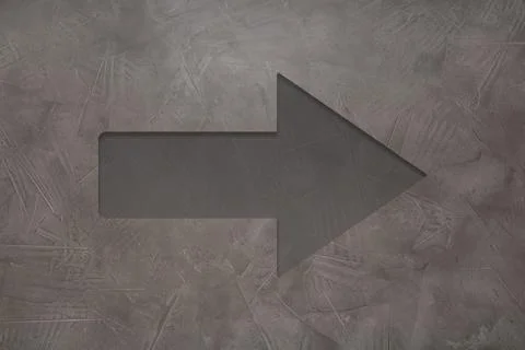 One arrow on grey textured background. Pointer Stock Photos
