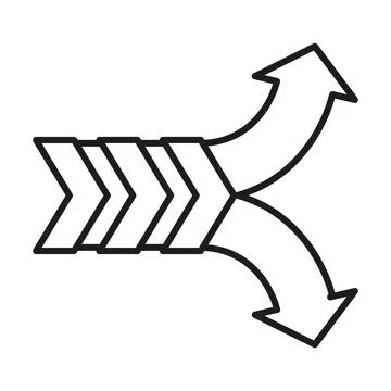 One arrow separating into two arrows. Stock Illustration