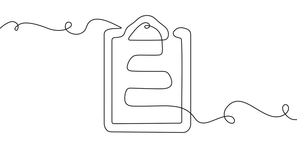 One art line icon document continuous list illustration single check clipboard Stock Illustration