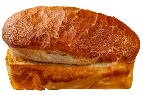 One backed big bread isolated over white with clipping path Stock Photos