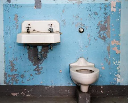One bad bathroom Stock-Fotos