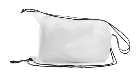 One beautiful drawstring bag isolated on white Stock Photos