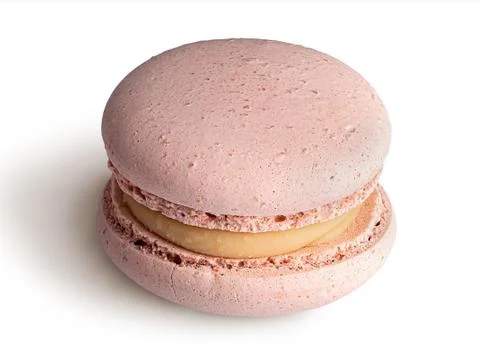 One beige macaroon angled view Stock Photos