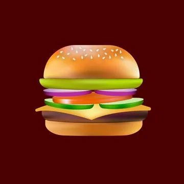 One big burger on a dark background Stock Illustration