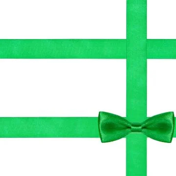 One big green bow knot on three silk ribbons Stock Photos
