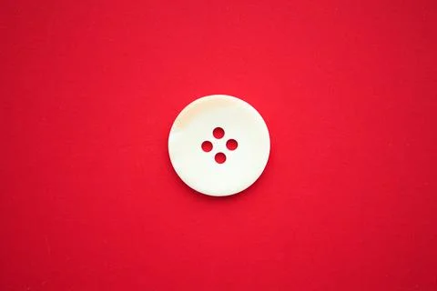 One big white button on red background, copy space Stock Photos