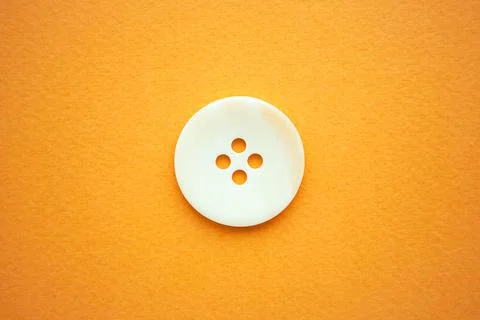 One big white button on yellow background, copy space Stock Photos