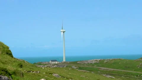One Big Wind Mill in Island of Scotland Stock Footage 156326210