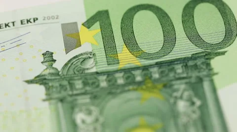 One bill of one hundred of euros a over white background Stock Footage 62575159