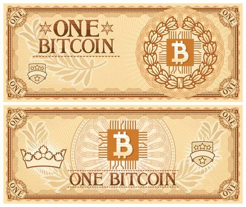 One Bitcoin abstract banknote Stock Illustration