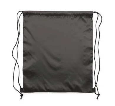 One black drawstring bag isolated on white Stock Photos