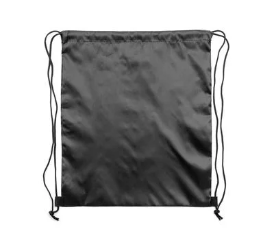 One black drawstring bag isolated on white Stock Photos