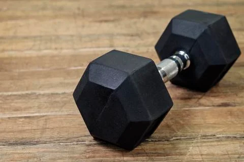 One black dumbbell Stock Photos