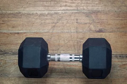 One black dumbbell 스톡 사진