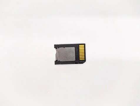 One black memory card adapters on a white background top view Stock Photos
