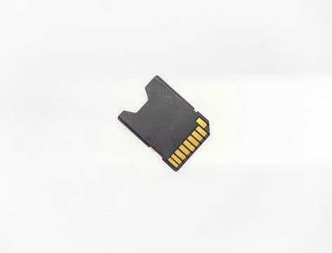 One black memory card adapters on a white background top view Stock Photos