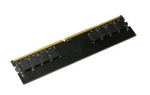 One black RAM module isolated on white Stock Photos