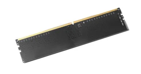 One black RAM module isolated on white, above view Stock Photos