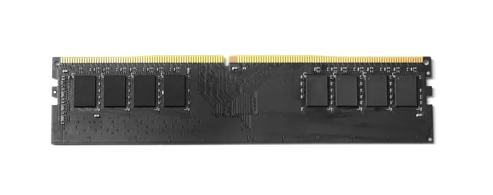 One black RAM module isolated on white, top view Stock Photos