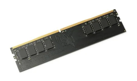 One black RAM module isolated on white, above view Stock Photos
