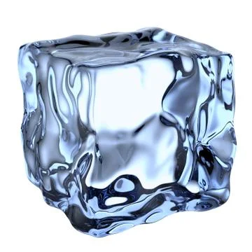 One blue clear ice cube Stock Illustration