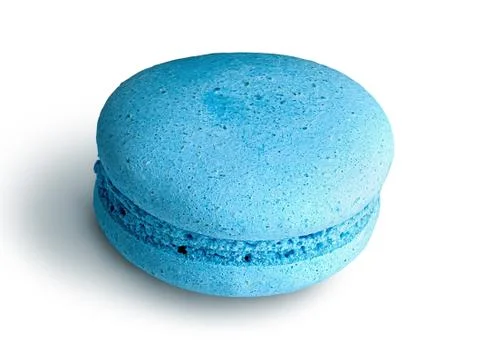 One blue macaroon angled view 스톡 사진