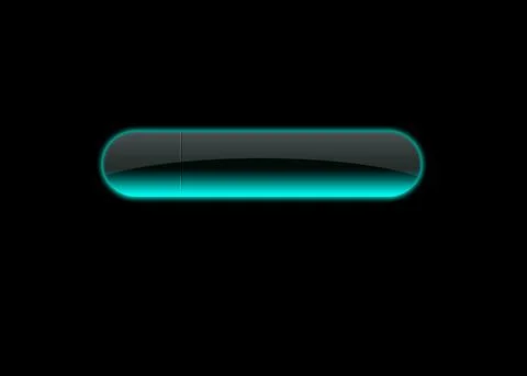 One blue neon button empty, black background Stock Illustration