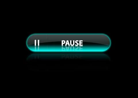 One blue neon button Pause, black background Stock Illustration