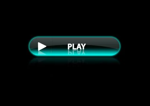 One blue neon button play, black background Stock-Illustration