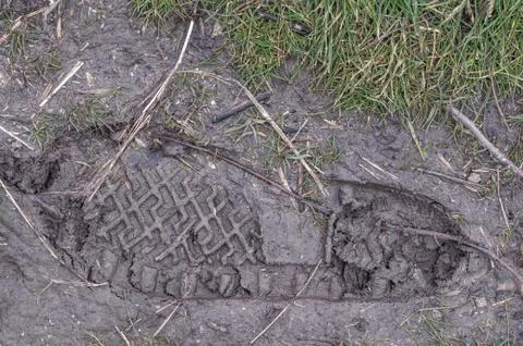 One boot print in mud Stock Photos