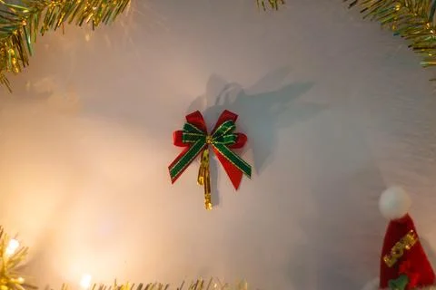 One bow Christmas with decor elements and items Christmas Stock Photos