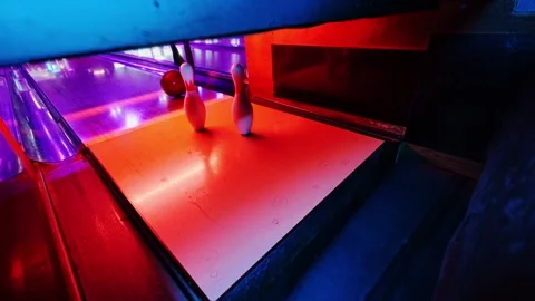 One Bowling Pin Left Standing After Collision Symbolizing Social Polarization Video stock 320097412