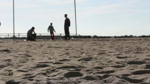 One boy jumping on the beach Stock Footage 20502623