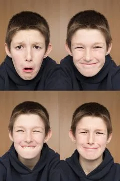 One boy many faces Stock Photos