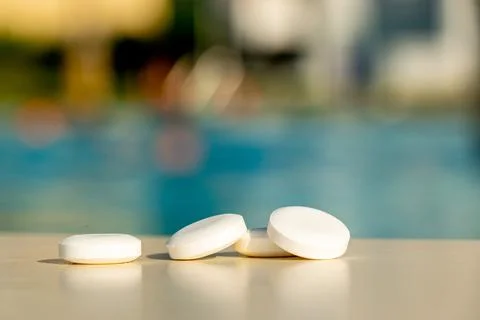 One bread unit or four pieces of Dextrose in Front of a Hotel Pool Stock Photos