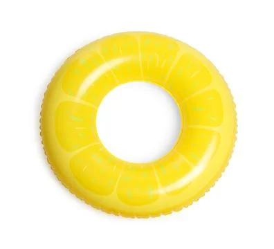 One bright inflatable ring isolated on white, top view 스톡 사진
