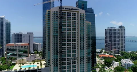 One Broadway tower on Biscayne Bay Stock Footage 157280666