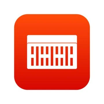 One building brick icon digital red Ilustración de archivo