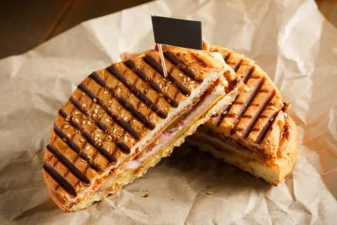 One burger with ham Stock Photos