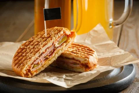 One burger with ham Stock Photos