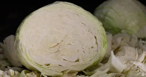 One cabbage during cooking , preparation of cabbage for cooking vegetable Stock Footage 316400623