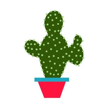 One cactus in a pot isolated on a white background. Stock Illustration