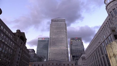 One Canada Square, Canary Wharf, London (time lapse) Video stock 76700477