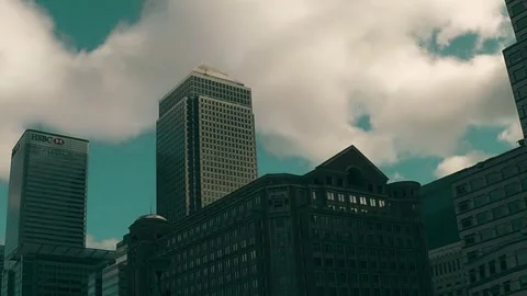 One Canada Square Cloud Time Lapse Stock Footage 253410425