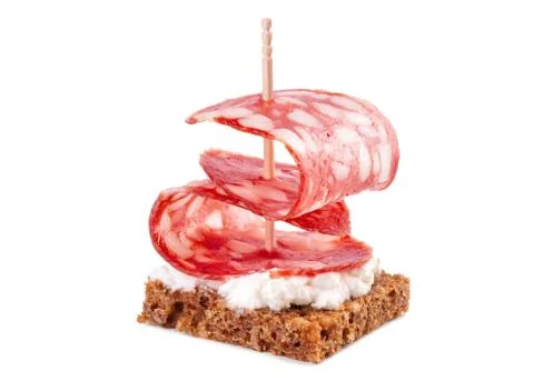 One canapes with salami Stock Photos