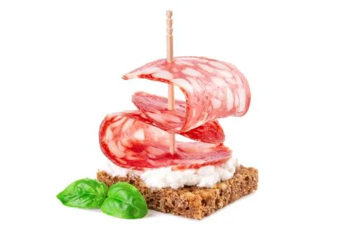 One canapes with salami Foto stock