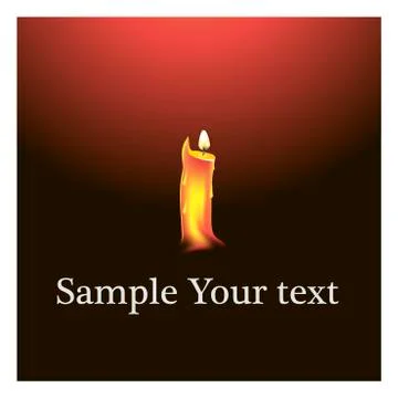 One candle flame at night closeup - isolated, macro Stock Illustration